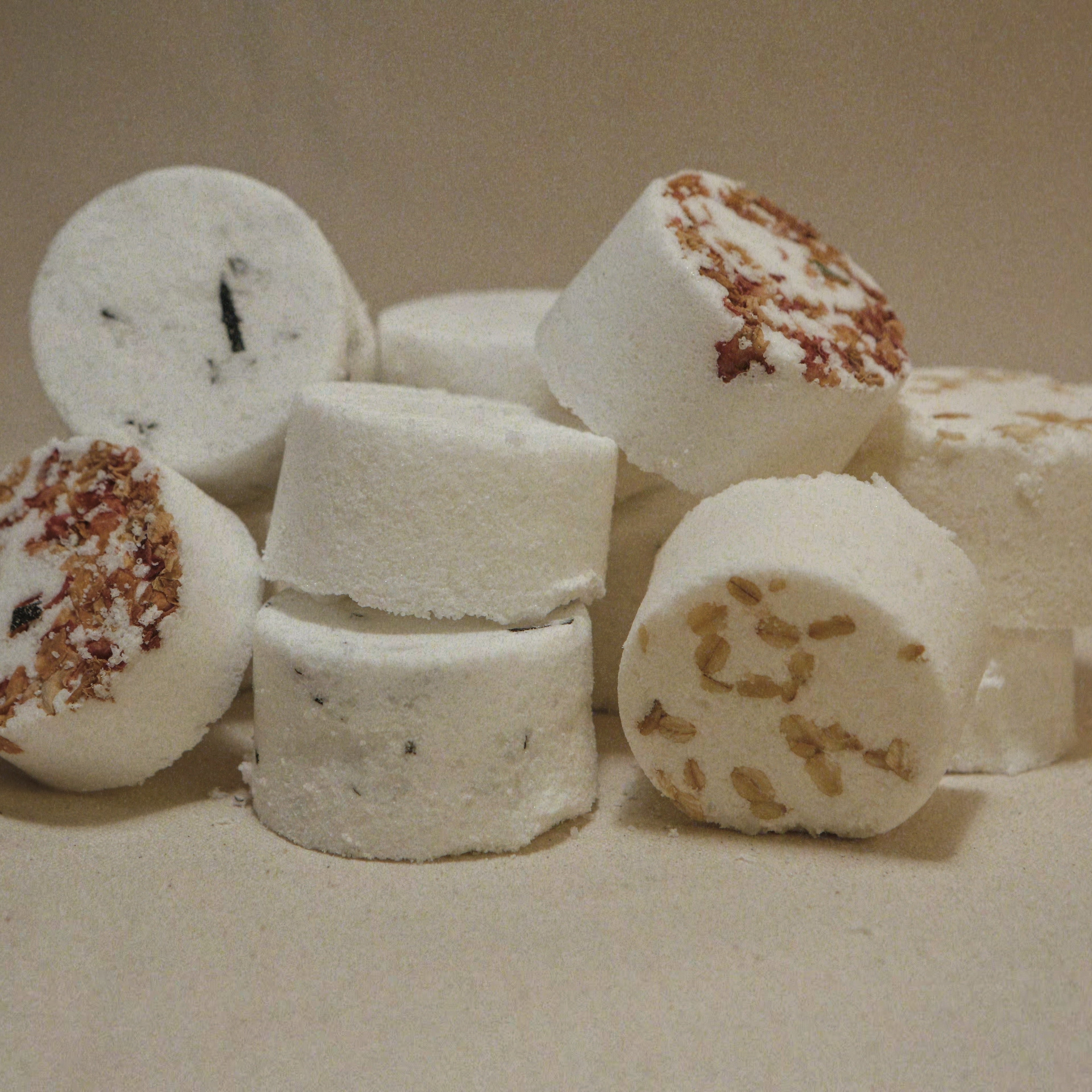 Collection of unwrapped bath bombs