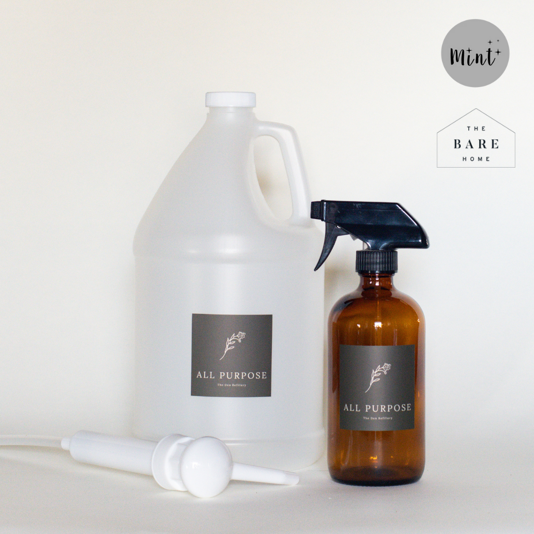 4 Litre All Purpose kit with 4 litre plastic jug, 500ml glass amber spray bottle, and 4 litre pump.