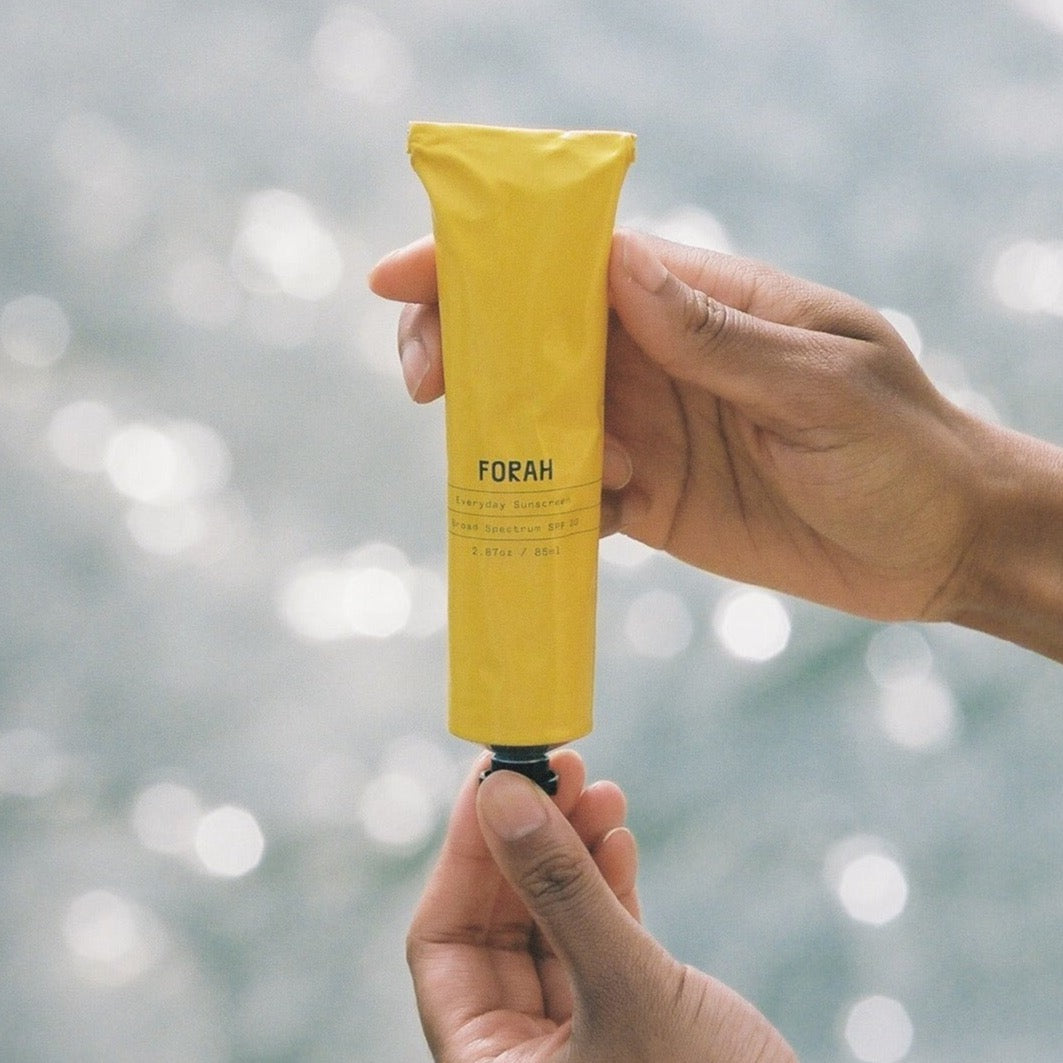 Foray everyday mineral sunscreen in bright yellow packaging