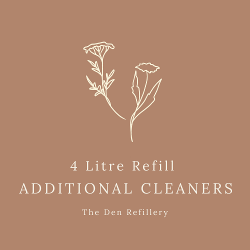 The Den Refillery pink label for additional cleaners (including borax)