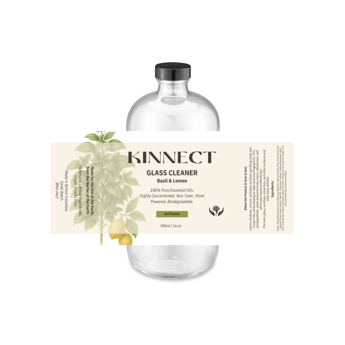 Glass Cleaner 950ml Refill - Basil and Lemon