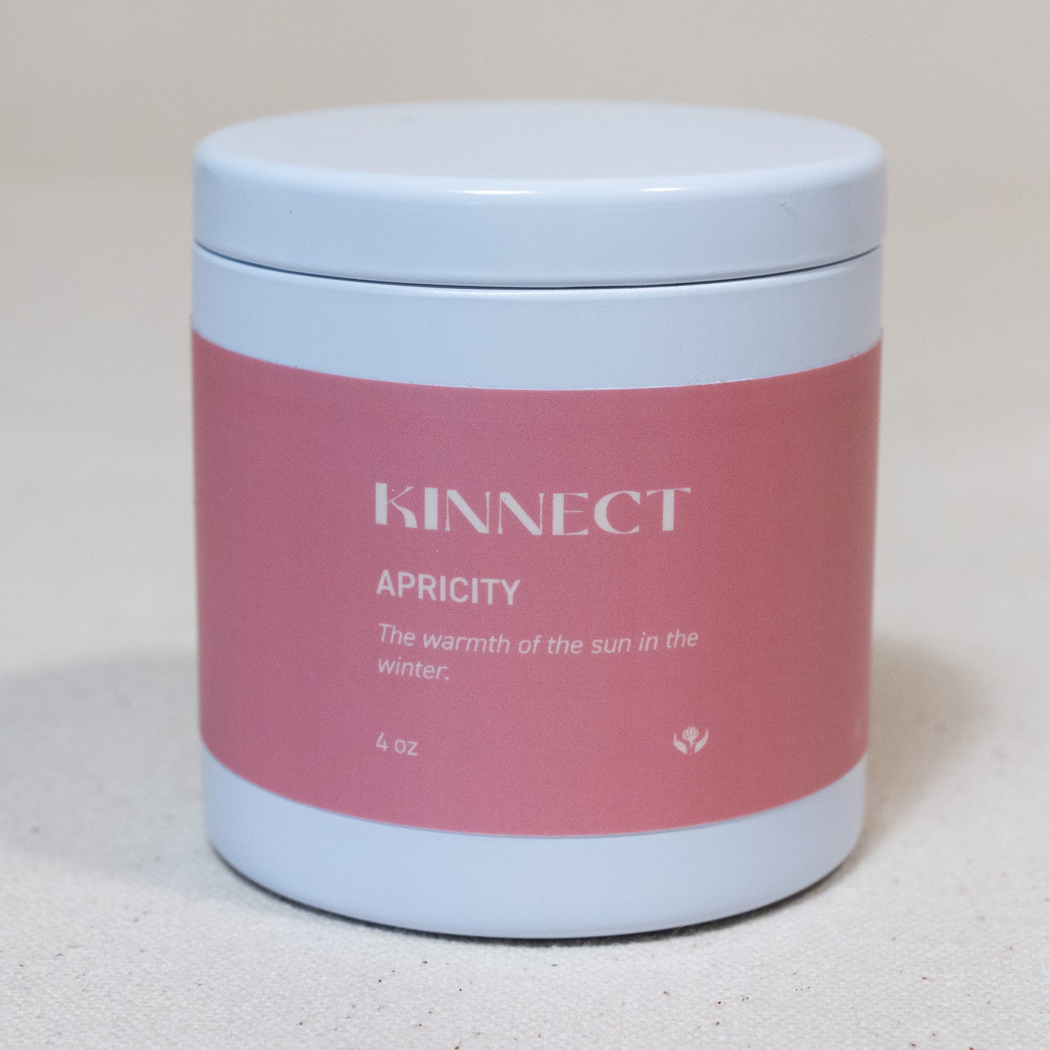 3.5oz Apricity candle in white tin