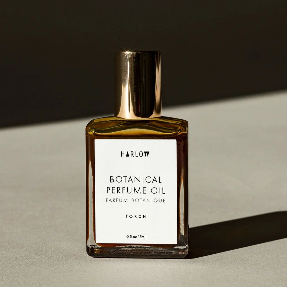 Harlow Botanical Perfume Oil bottle on a neutral background