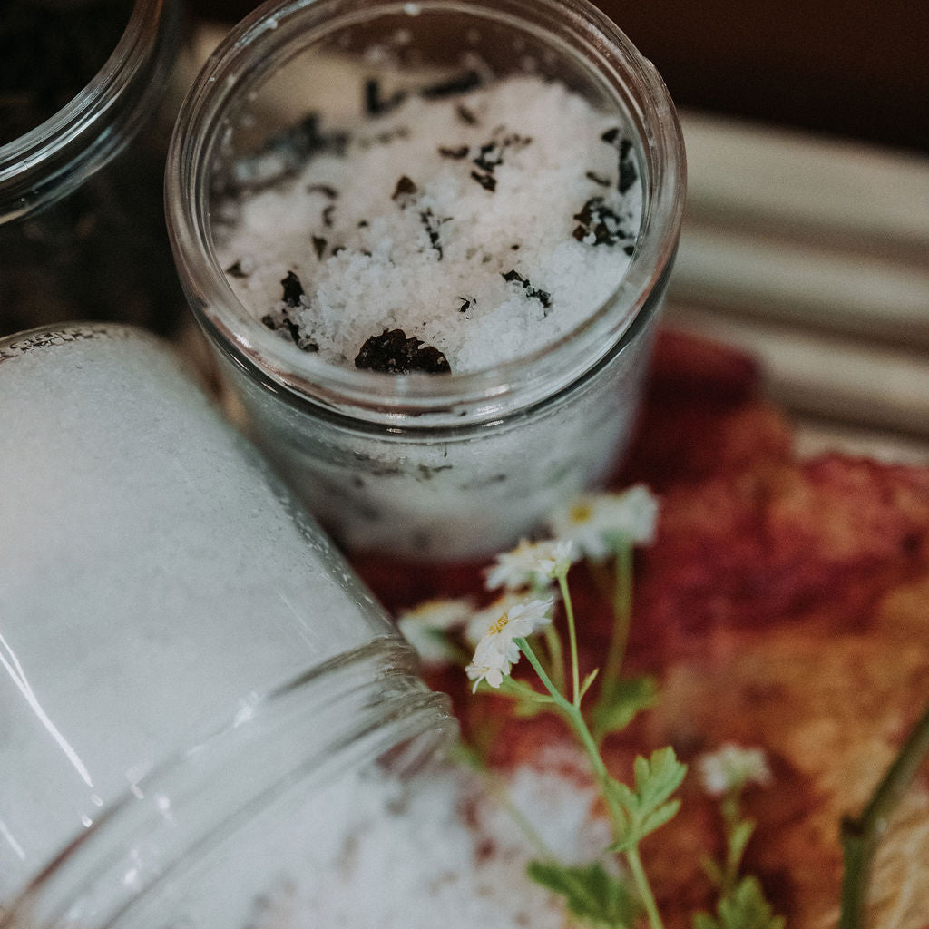 Bath soaks poured over piece of red kelp
