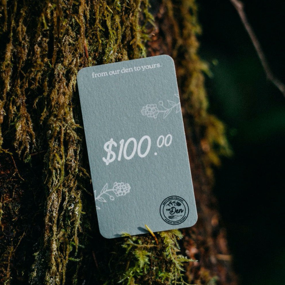 A $100 den refillery blue gift card