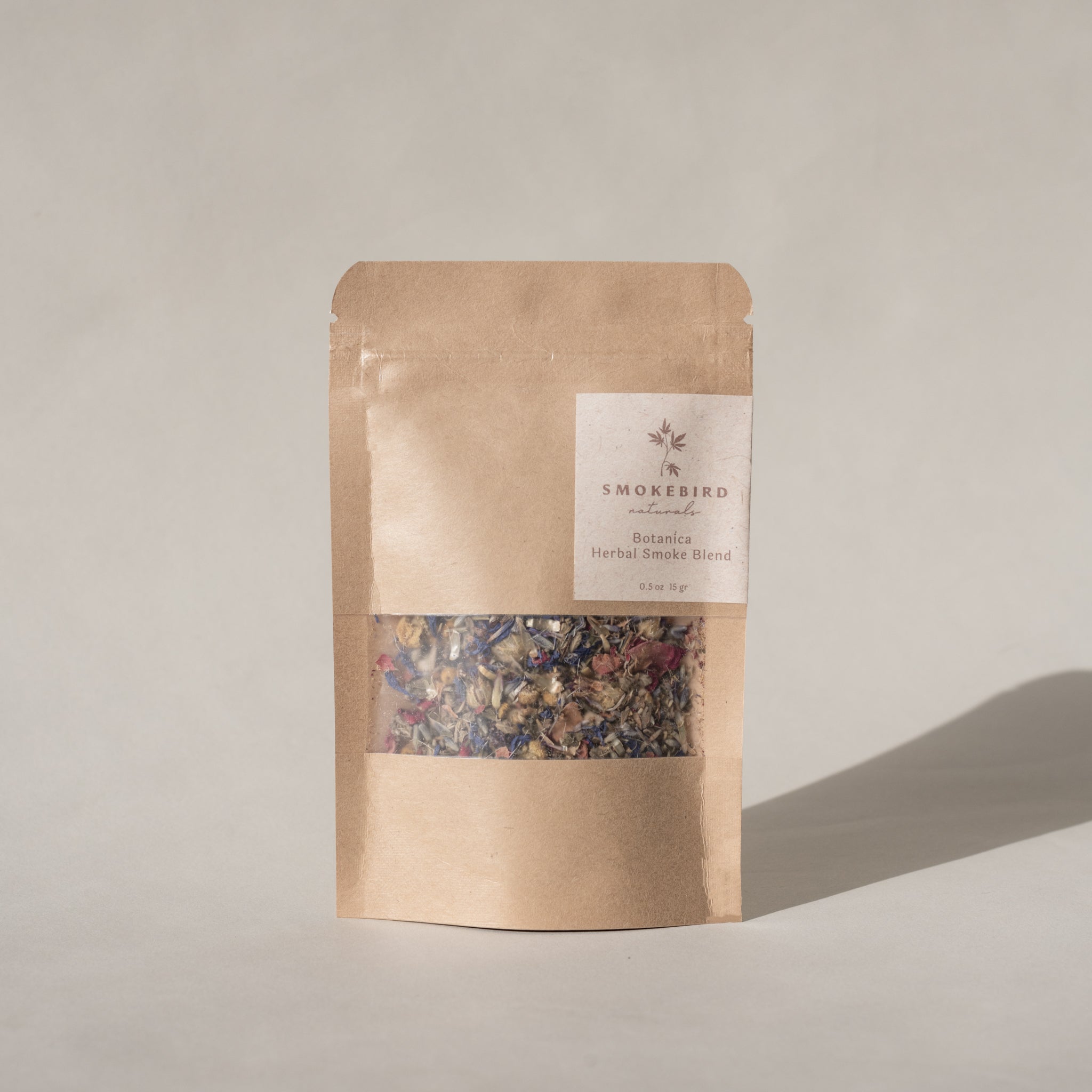 Smokebird Natural’s Botanica Smoke Blend in paper packaging 