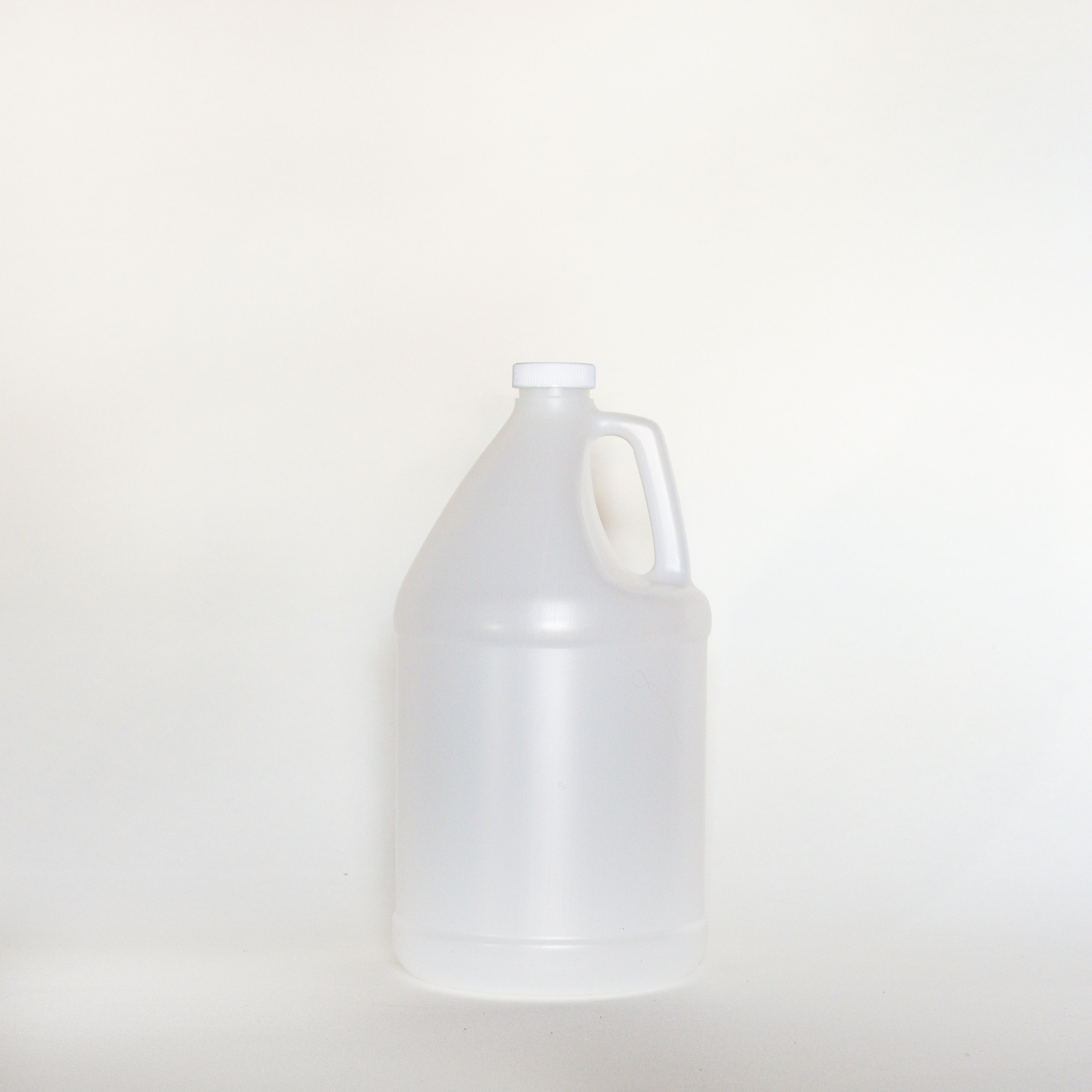 White plastic 4 litre growler with white background